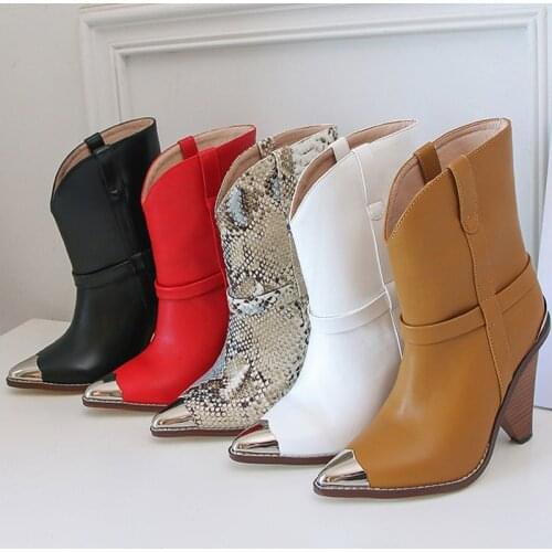 Women ankle boots natural leather 22-27CM European and American Leather upper and lining online celebrity womens boots ankle
