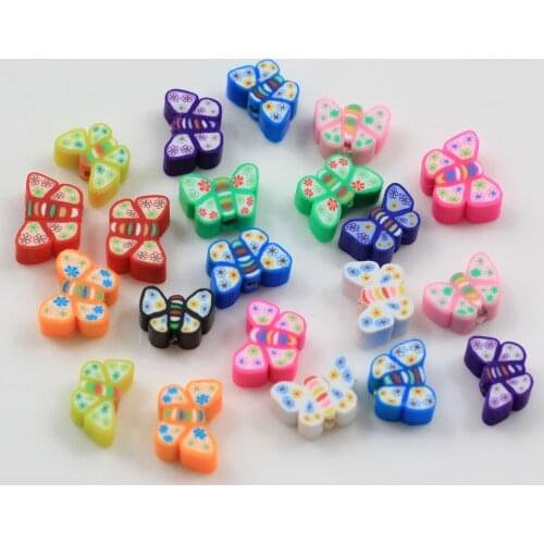 100/500pcs Many Colors Cute Butterfly Shape Design Polymer Clay Loose Spacer Beads Slices Charms Jewelry Findings Making DIY