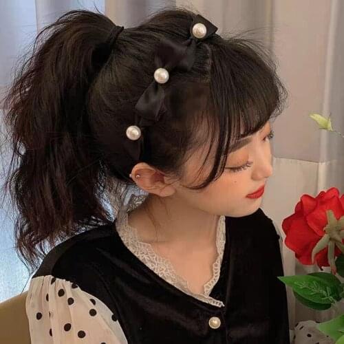 Fabric Simple Pearl Bow Hair Hoop Fashion All-match Cute Hair Hoop Hair Accessories for Women