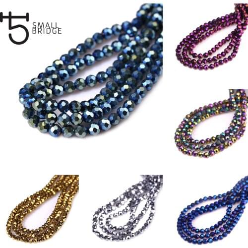 4 6 8mm Silver colour Plating Ball Crystal Beads for Jewelry Making Bracelet Diy Perles Loose Faceted Glass Bead Wholesale Z169