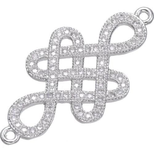 5 pieces Micro Pave Zircon Crystal Chinese Knot Charms For Bracelets & Necklaces Wholesale Copper CZ Charms Jewelry Accessories