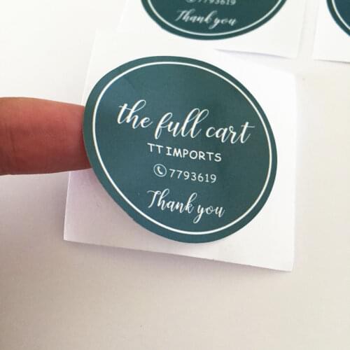 Cheaper Custom Packaging Label Printing Logo Round Adhesive Blackish Green Sticker