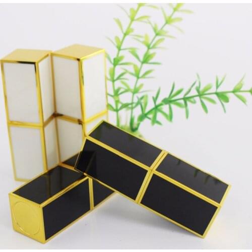 6pcs High-grade Laser Carving Process lipstick tube white and black color with gold ring