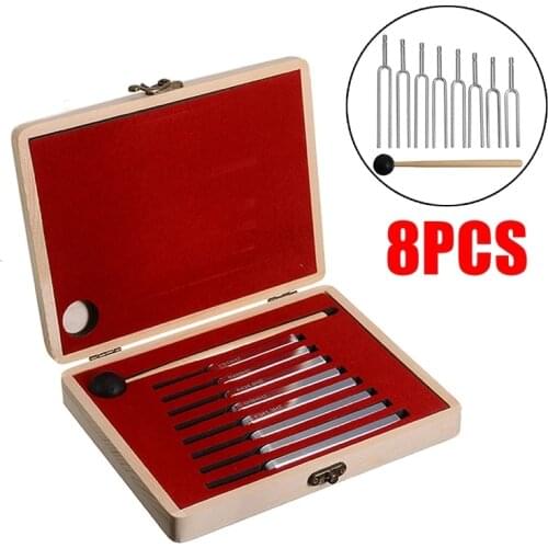 8pcs/set Medical Tuning Fork Sound Vibration Therapy Chakra Steel Music Kit 256-512HZ Healing Sound Vibration Therapy