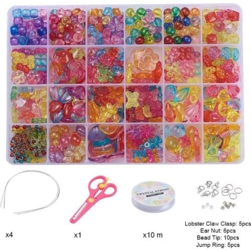Mixed Colour Acrylic Beads Jewelry DIY Tool Children Educational Toy Different Styles Beaded Package Kid Present
