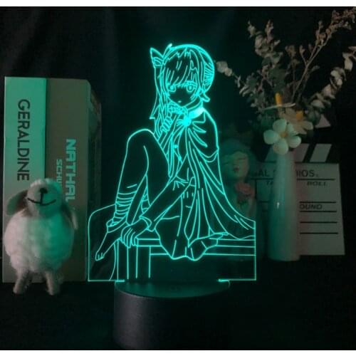 Acrylic Night Light LED Demon Slayer Kocho Kanae Figure Anime 3D Desk Lamp Crack Base Fans Kids Friends Birthday Gift Nightlight