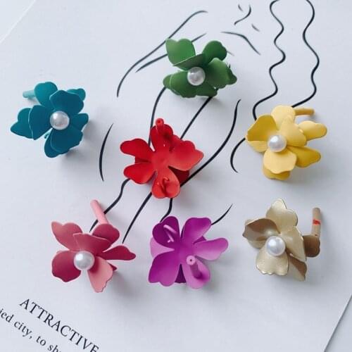 DIY jewelry accessories three-dimensional multi-petal flower pearl embellishment earrings jewelry accessories materials
