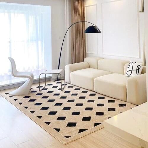 American plaid living room coffee table carpet Paris apartment carpet retro tile carpet bedroom study home mat