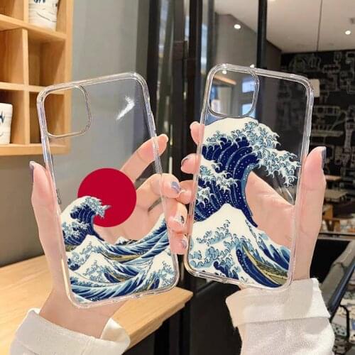 Big Wave of kanagawa food Phone Case Transparent for iPhone 6 7 8 11 12 s mini pro X XS XR MAX Plus SE cover funda coque