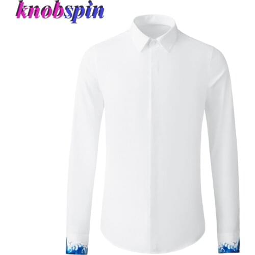 Brand 2021 Men Shirts Personalized Cuff Printing Shirt Wholesale Factory Direct Sales Mens Dress Shirts Casual Cotton Shirt Man