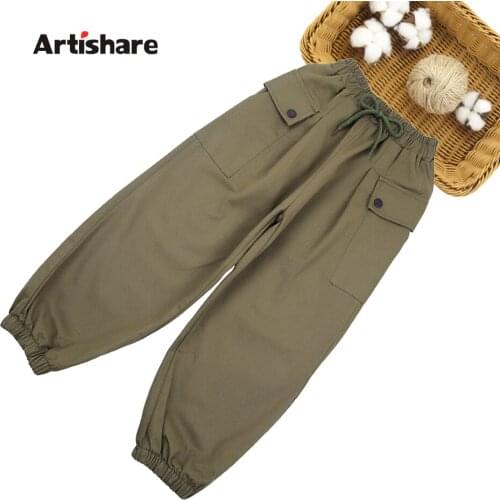 Girls Cargo Pants Solid Color Pants Girls Spring Autumn Kids Pants Casual Style Clothes For Girls 6 8 10 12 14