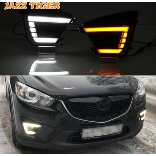 12V Daytime running lights For Mazda CX-5 CX5 2013 2014 2015 2016 LED Drl with turn signals for cars fog lights auto headlights