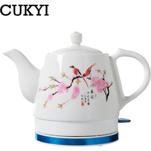 CUKYI 1.0L Electric Ceramic Tea Kettle with detachable base and boil dry protection kicthen tools Household health