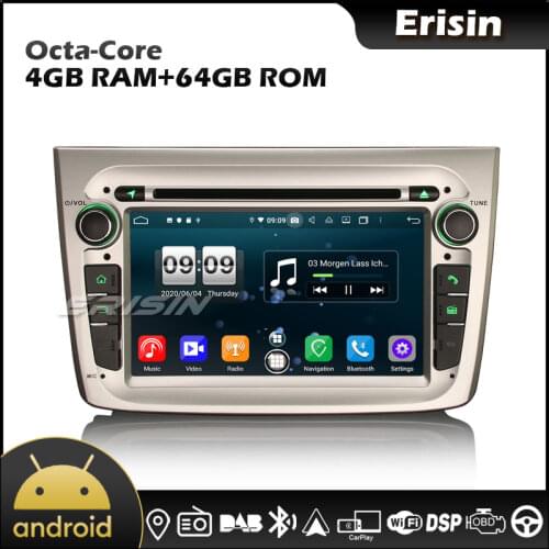 Erisin EU Warehouse 8730 7" Octa Core 64G Android 10.0 GPS CarPlay Android Auto DSP 4G GPS Car DVD Player for Alfa Romeo Mito