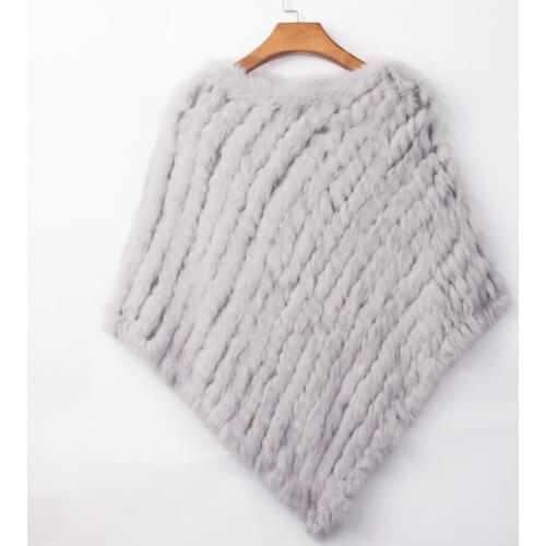 ETHEL ANDERSON Real Rabbit Fur Knitted Fur Poncho Vest New Colors Wrap Coat Shawl Lady Natural Fur Wedding Discount
