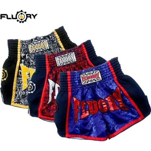 Fluory 2 colors muay thai shorts print flower kick boxing trunks new model mma shorts