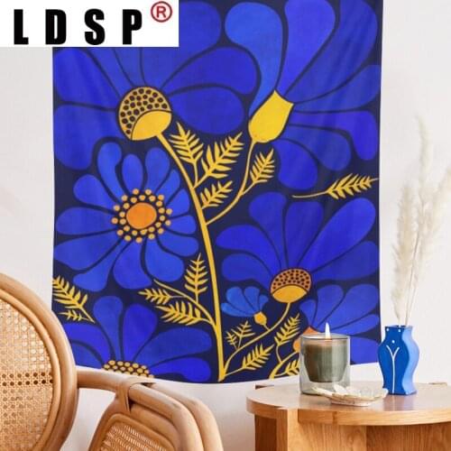 LDSP Blue Flower Boho Mandala Tapestry Wall Hanging Covering Rugs Background Cloth Beach Mat Blanket Art Bedroom Dorm Home Decor