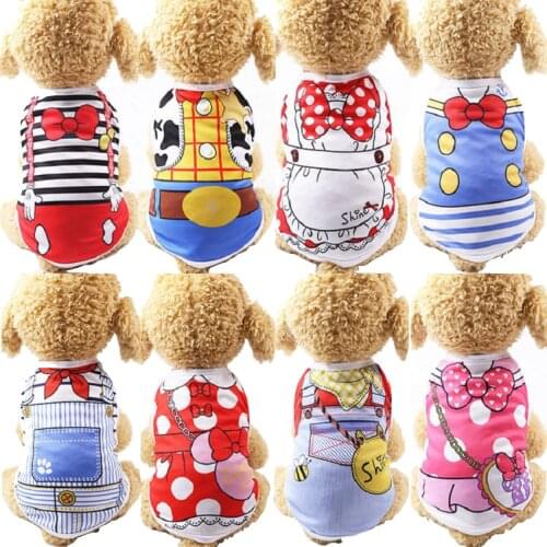 Pet Clothes Summer Cool Dog Vests Puppy Pullovers Teddy Bears Chihuahuas Coats Cute Printed Small-Medium Dogs Cats Cotton Outfit