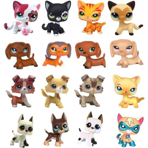 Lps cat Real pet shop toys standing Short Hair cat 2249 339 2291 Collie 1542 Dog Great Dane 577 Dachshund 640 675 Christmas gift