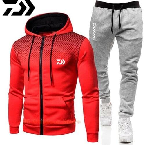 Daiwa Men Fishing Jackets Hoodies Coats Casual Zipper Sweatshirts Male Tracksuit Fashion Suits Mens Clothing Winter Hoodie Sets