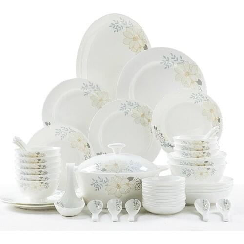 Jingdezhen Ceramic Dinnerware Set Kitchen Tableware Dinner Dish Ceramic Plates and Dishes Bowls 56pcs combination dishes set