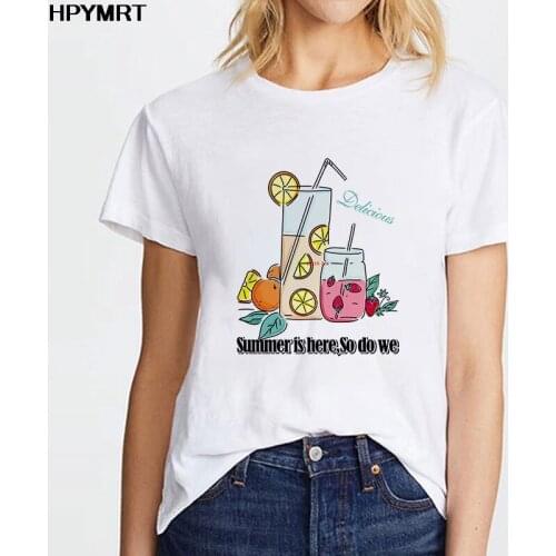 New t-shirts Summer love drink fruit printed women t shirt short sleeve harajuku tee Casual fashion tshirt tops Female clothing