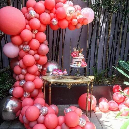 New Coral Red Latex Balloon Peach Powder Balloon Wedding Decoration Birthday Party Supplies 10inch/5inch round balloons