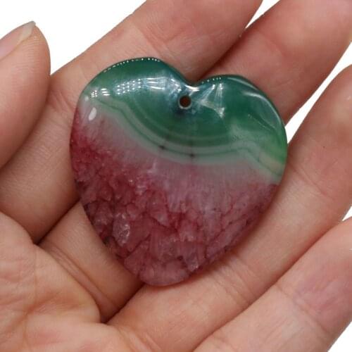 New natural stone pendant peach heart two-color agates pendant necklace for DIY jewelry best birthday gift size 38x38-40x40mm