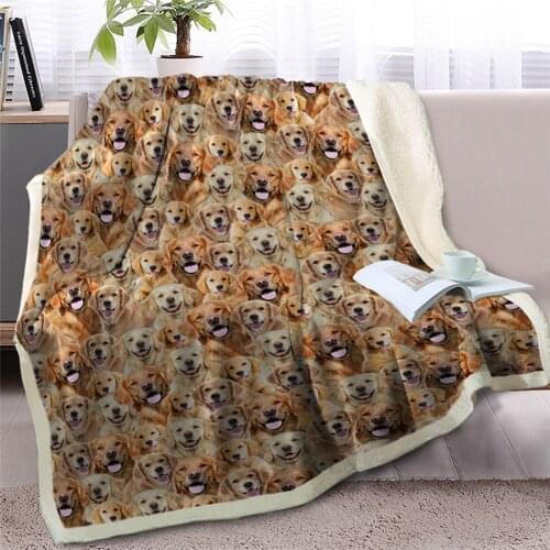 Golden Pomeranian Sherpa Blanket on Beds Dog Collection Throw Blanket for Kids Animal Dog Soft Bedspreads manta