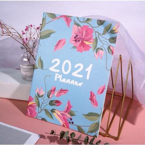 Wholesale 2pcs/set *A4 Monthly Agenda 2021 Planner Notebook Journal Organizer Plan Kawaii Writing Office Notepad Stationery