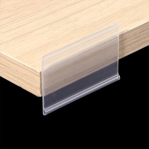 Plastic PVC Shelf Data Strips Clip Holder with Adhesive Tape on Back 10cm for Merchandise Price Talker Sign Label Display 100pcs