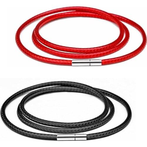 1/1.5/2/3mm Braided Necklace Cord Leather Cord Wax Rope Lace Chain With Stainless Steel Rotary Buckle For DIY Necklace Jewelry