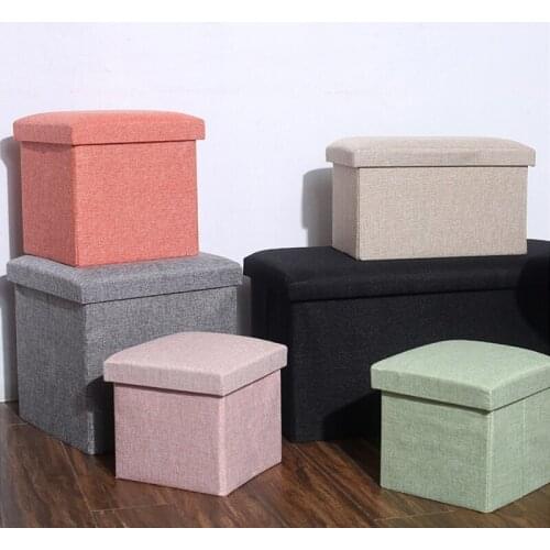 Practical stool storage bins with lid for clothes storage box chair Folding Stool Box Strong Load Capacity Ottoman Storage Seat