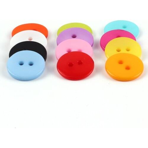 100 PCS 11mm Candy Color Resin Buttons 2 Holes Round Shape Garment Sewing DIY Scrapbooking Lampwork Clothing Decorate Wholesale