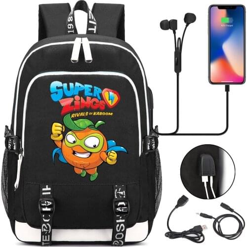 Super Zings Backpack Women Men Multifunction USB Charging Laptop Backpack School Travel Bags for Boys Girls