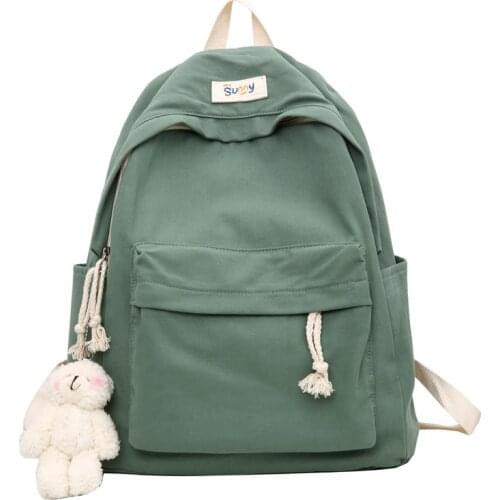 100% Cotton Fabric Backpacks Unisex Solid Black Leisure Or Travel Bag Large Capacity Fresh School Bag for Girls Or Boys Packages