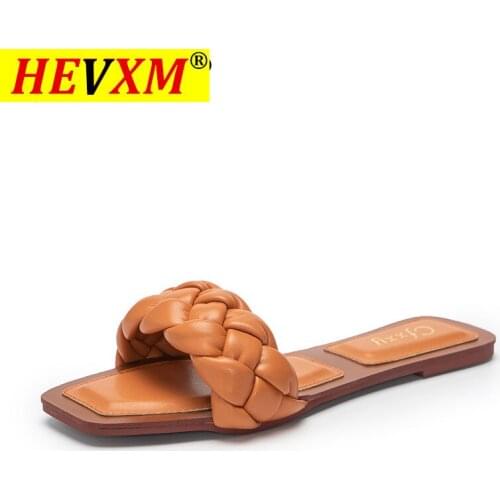 2021 Fashion Temperament Summer Casual Slippers Ladies Flat Rome Style Slides Bare-toe Braided Slippers Flip Flops Women Shoes