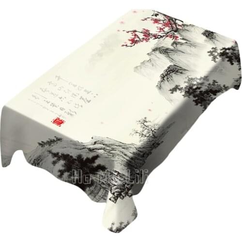 Chinese Landscape Painting Tablecloth Art Indoor And Outdoor Unique Design