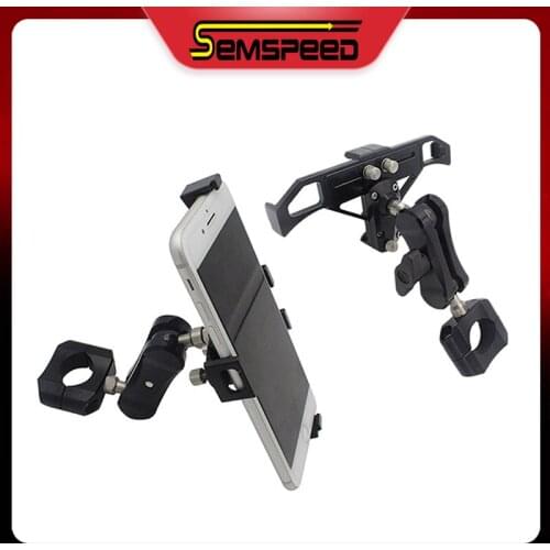 SEMSPEED CNC Universal Motorcycle Bike Phone Holder Bicycle Cell Phone Stand Fit For Honda Yamaha Kawasaki Suzuki BMW KTM Ducati