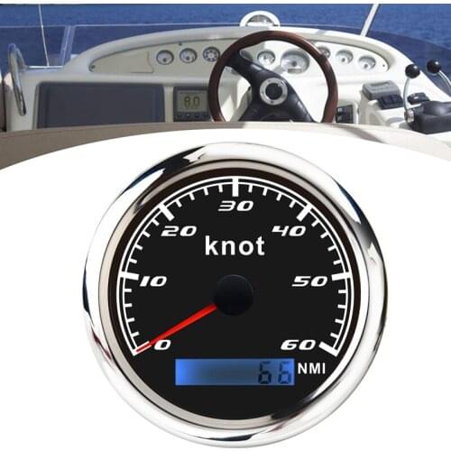 Universal Speedometer 12V/24V Odometer 85mm 60 Knot LCD Hourmeter Tachometer Backlight for Marine Car Motorcycle