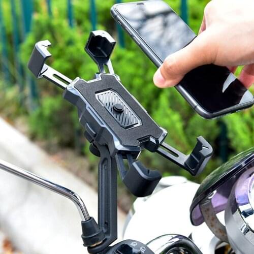 Bicycle Mobile Phone Holder 360 Degree Rotatable Aluminum Alloy Bike Mobile Phone Holder Adjustable MTB Bike Handlebar Stand