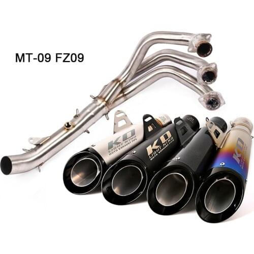 Full Exhaust System for Yamaha FZ09 MT-09 Tracer Motorcycle Header Middle Pipe Slip On 51 mm Escape No DB Killer Stainless Steel