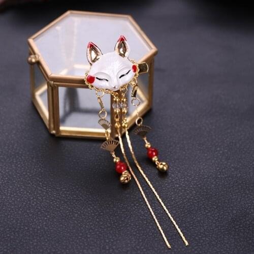 Ancient Chinese Fox Rabbit Tassel Hairpin Hair Clip Sticks Cosplay Kimono Hanfu Handwork Hair Accessories Hair Pins Hair Jewelry