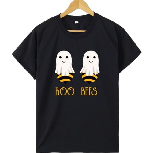 Female Clothing Short Sleeve Women Halloween T Shirt Funny Halloween Eve Tee Shirts Boo Bees Couple Tshirts for Women