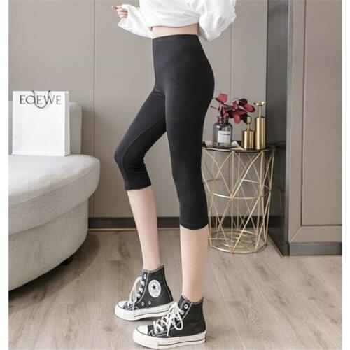Leggings 2021 Women Summer Capris Short Cotton LeginsThin Solid Grey Black White 7XL 6XL 5XL 4XL 3XL Pink Navy Red Purple Pink