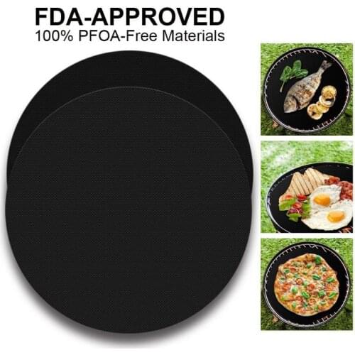 1PC Round Barbecue Mat Non-Stick Heat-Resistant Mat Reusable Pot Mat Pan Frying Cooking Grilling Barbecue Mat Home Baking Tool