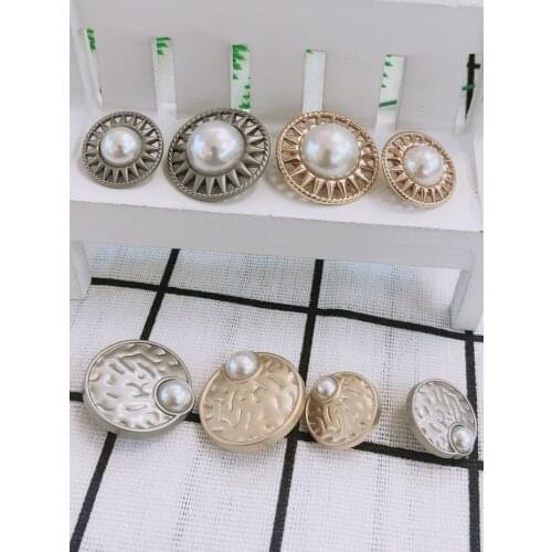 10pcs/lot Gold Pearl Buttons Plastic Shank for Garment Clothing Accessories Fit Sewing Scrapbooking Garment DIY Decoration