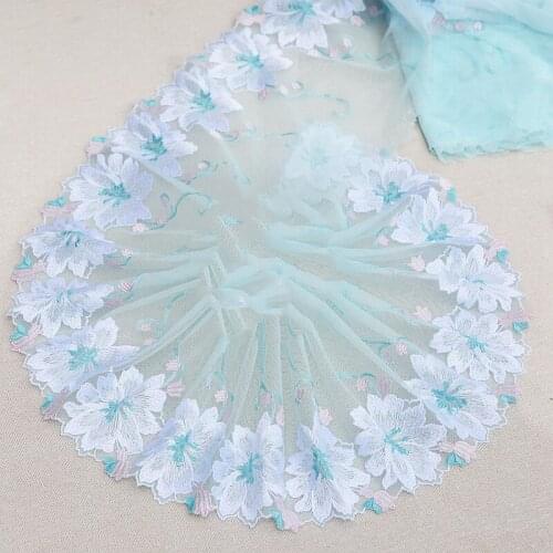 10Yards Lace Trim Mesh Tulle Green Embroidered Scalloped Fabric for DIY Crafts Sewing Accessories High Quality 21cm Wide