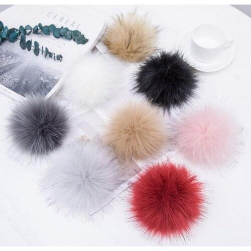 12pcs/lot 8cm Handmade DIY Artificial Raccoon Ball False Hairball Hat Ball Pom Pom Wholesale Cap Faux Fox Fur PomPom F019