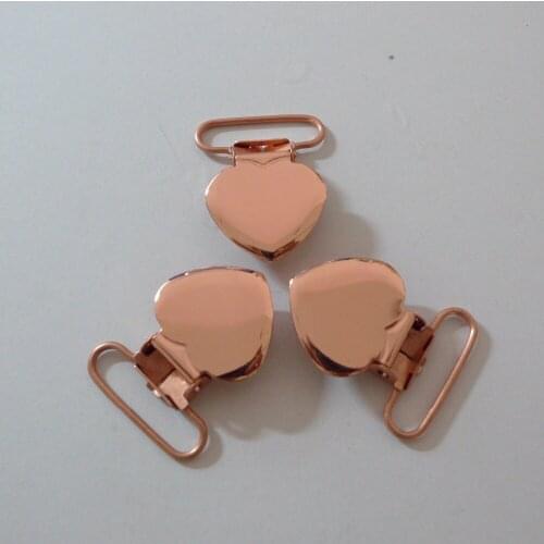 25pcs 1'' 25mm COPPER BRASS HUE Heart Shape Suspender Clips